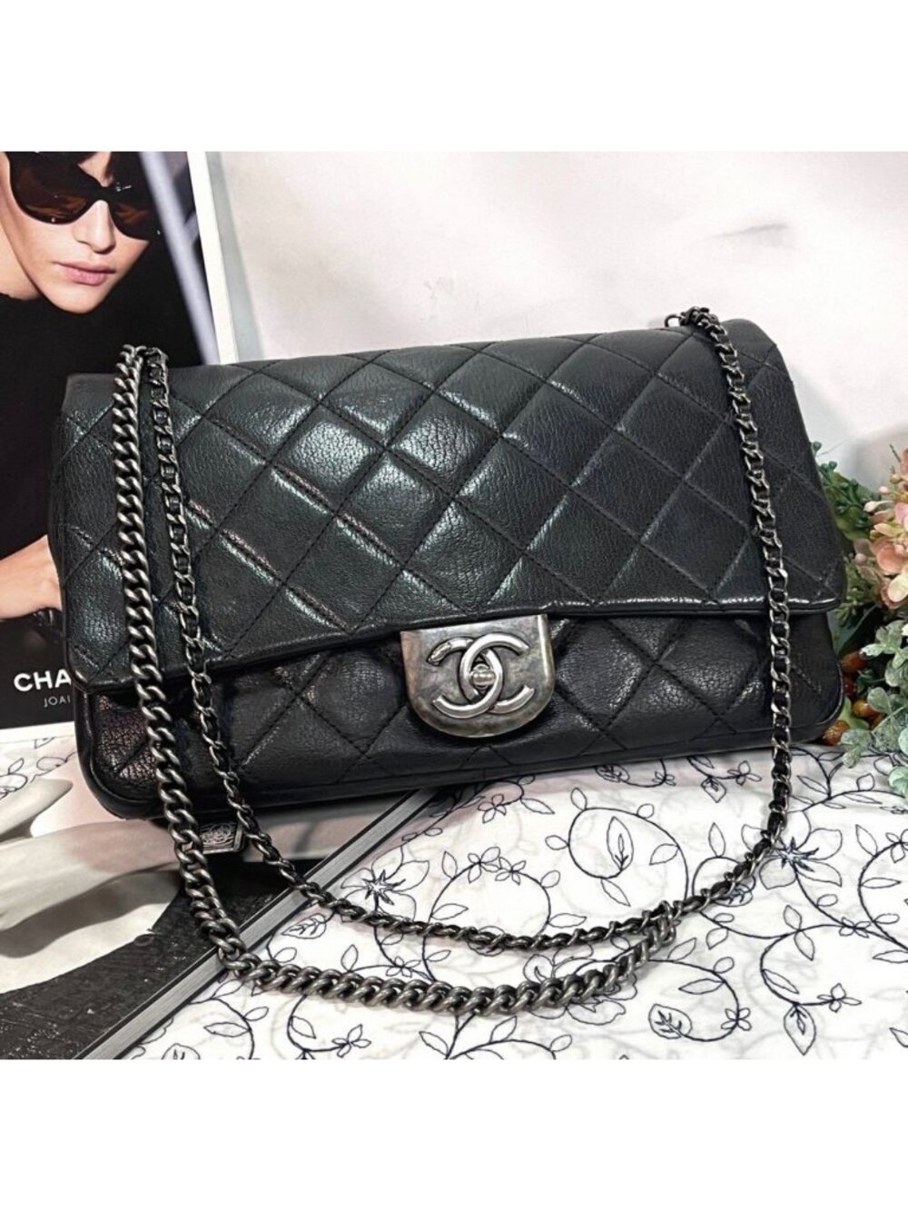 Chanel Metal CC Logo Quilted Chain Shoulder Bag